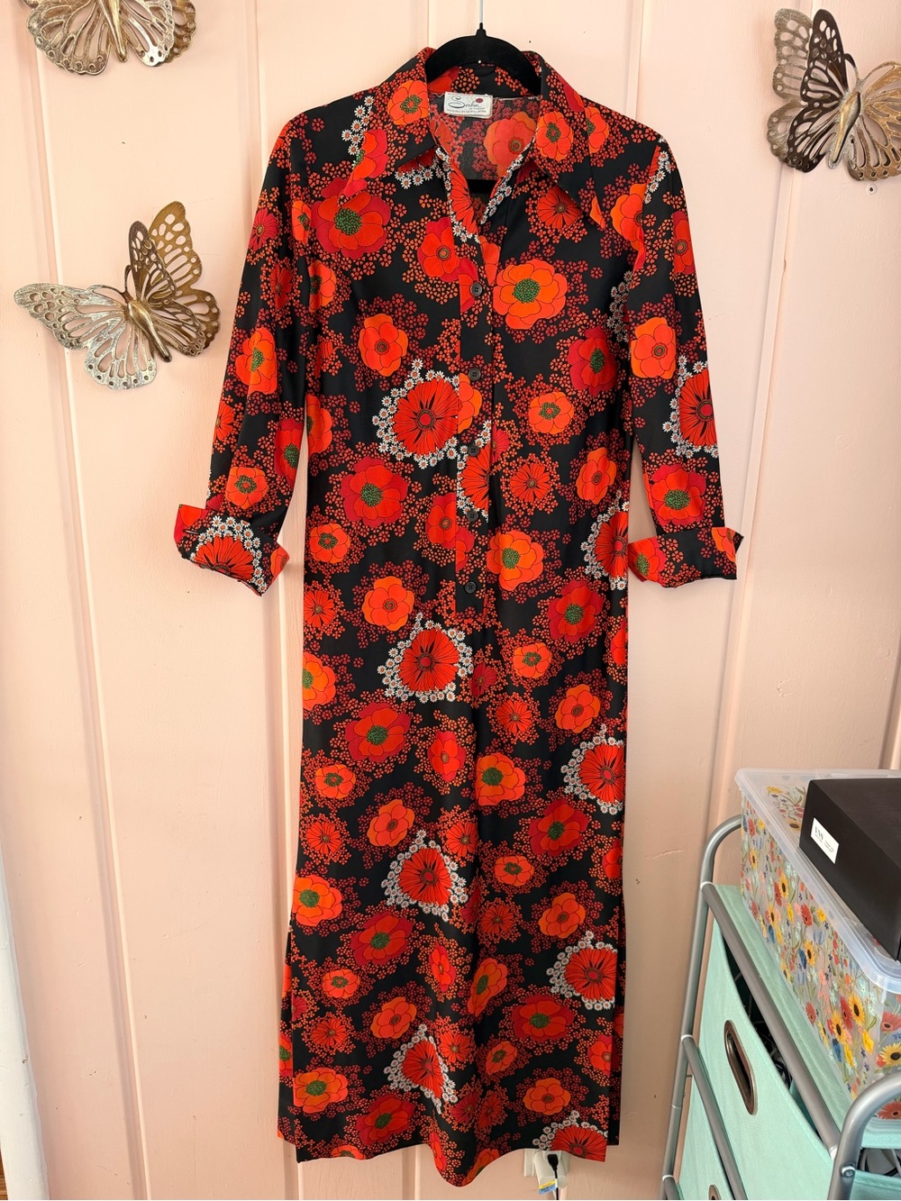 Vintage-Serbin of Florida by Murial Ryan 1960’s/70’s Shirtdress pointed collar M